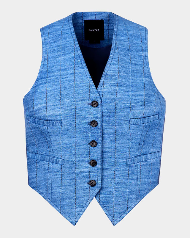 Denim Stripe Cropped Vest